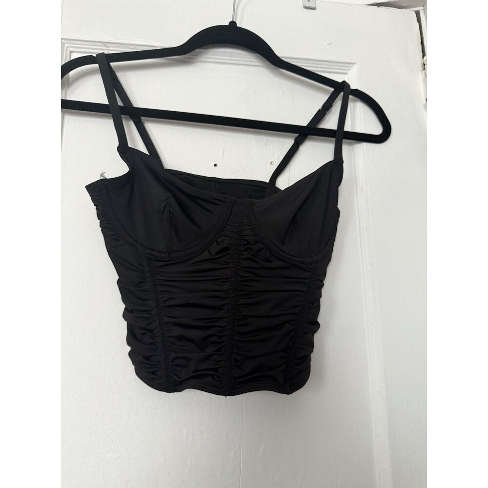 Gilly Hicks Black Ruched Corset Top Crop Bustier Size S Small